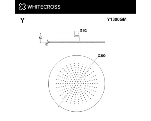 Верхний душ WHITECROSS D=30 см Y1300GM (оружейная сталь)