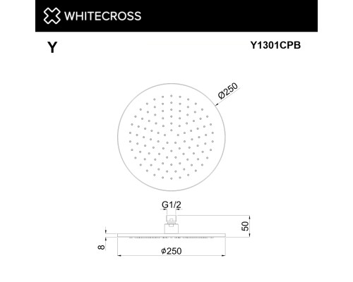 Верхний душ WHITECROSS D=25 см Y1301CPB (брашированная медь)