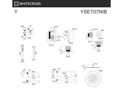 Система для ванны скрытого монтажа WHITECROSS Y YSET07NIB (брашированный никель)