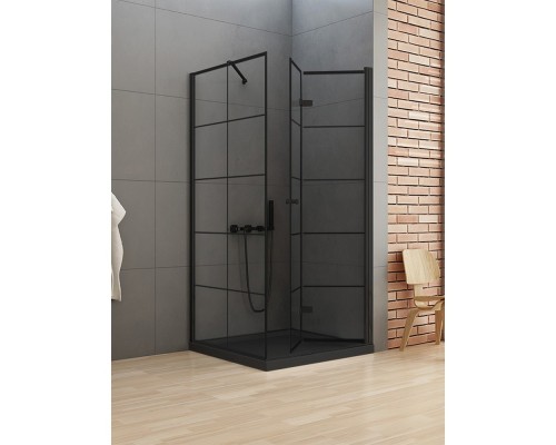 Душевое ограждение NEW TRENDY NEW SOLEO BLACK R 90x90x195 D-0290A/D-0121B (черный) Elit-san.ru