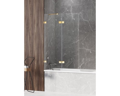 Шторка для ванны NEW TRENDY AVEXA GOLD SHINE 140x150 EXK-2190 L (золото) Elit-san.ru