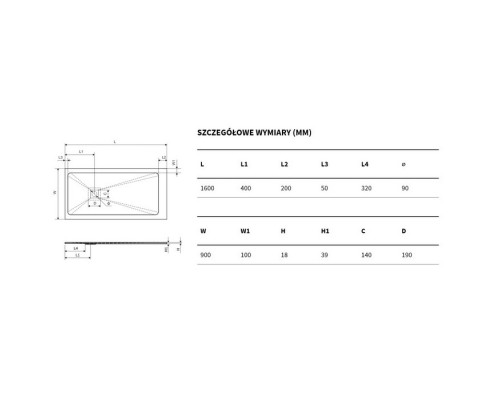 Поддон EXCELLENT Arda 160x90 см (белый) Elit-san.ru