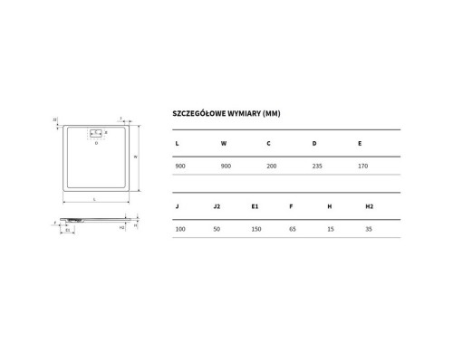 Поддон EXCELLENT Lavano 90x90 см (белый) Elit-san.ru