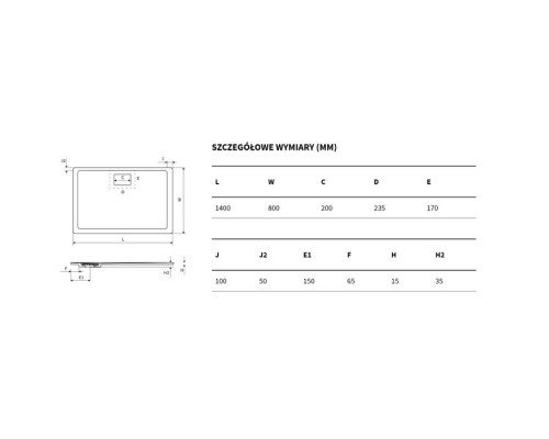 Поддон EXCELLENT Lavano 140x80 см (черный) Elit-san.ru