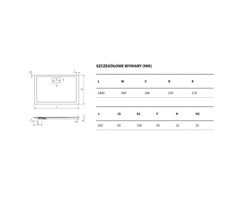 Поддон EXCELLENT Lavano 140x90 см (капучино) Elit-san.ru