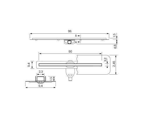 Душевой трап NEW TRENDY CHROME BRUSHED 90 см OL-0089 (нерж. сталь) Elit-san.ru