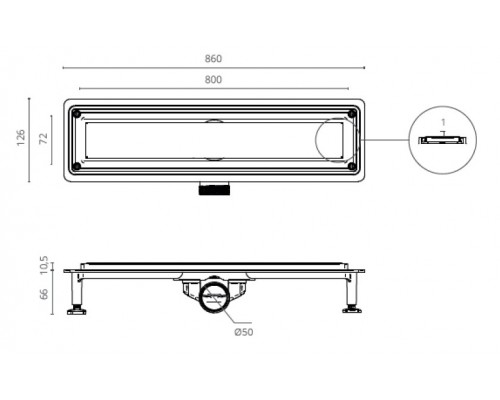 Душевой трап CTESI FLOW LINE 80 см. Elit-san.ru