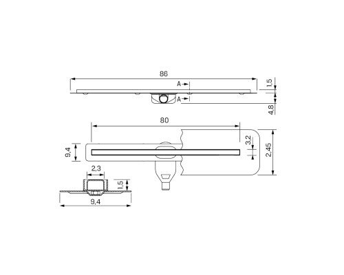 Душевой трап NEW TRENDY CHROME BRUSHED 80 см OL-0088 (нерж. сталь) Elit-san.ru