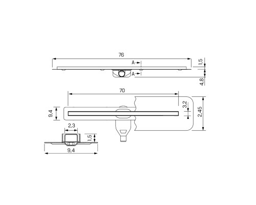 Душевой трап NEW TRENDY CHROME SHINE 70 см OL-0067 (хром) Elit-san.ru