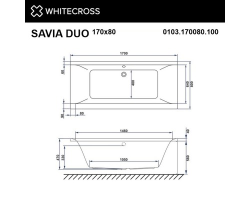 Ванна WHITECROSS Savia Duo 170x80 ULTRA (белый) Elit-san.ru