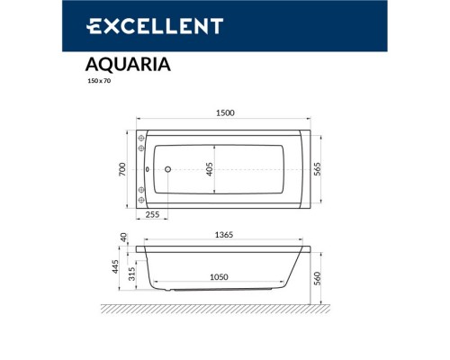 Ванна EXCELLENT Aquaria 150x70 RELAX (золото) Elit-san.ru