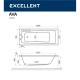 Ванна EXCELLENT Ava 160x70 LINE NANO (хром) Elit-san.ru