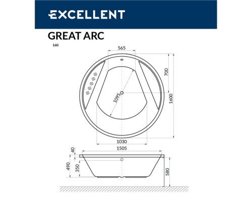 заказать Ванна EXCELLENT Great Arc 160 LINE (золото) в магазине сантехники Elit-san.ru Ванна EXCELLENT Great Arc 160 LINE (золото) Elit-san.ru