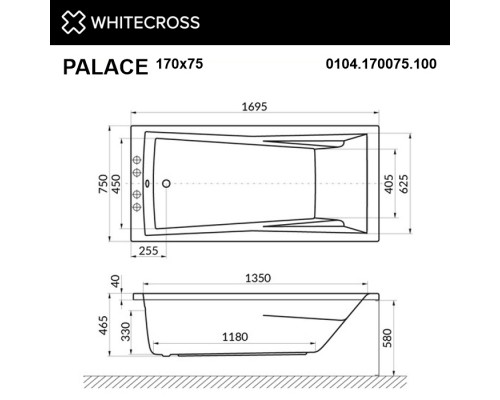 Ванна WHITECROSS Palace 170x75 RELAX (бронза) Elit-san.ru