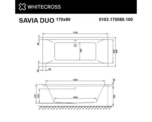 Ванна WHITECROSS Savia Duo 170x80 NANO (золото) Elit-san.ru