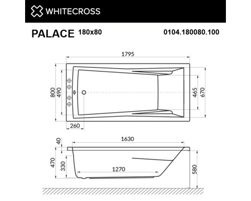 Ванна WHITECROSS Palace 180x80 LINE (золото) Elit-san.ru