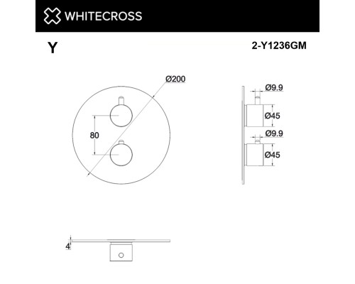 Внешняя часть смесителя на 2 потребителя WHITECROSS Y1236GM (оружейная сталь)