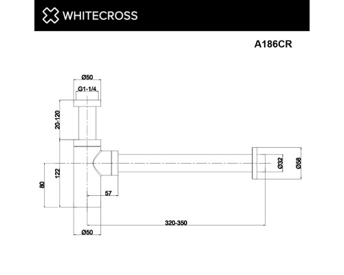 Сифон Omnires A186CR для раковины декоративный, хром