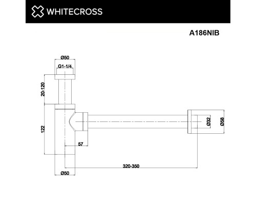 Сифон для умывальника декоративный WHITECROSS A186NIB (брашированный никель)