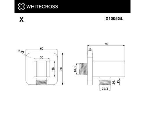 Угловой соединительный элемент WHITECROSS X1005GL (золото)