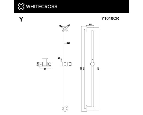 Штанга для душа WHITECROSS Y1010CR (хром) Elit-san.ru