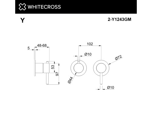 Внешняя часть WHITECROSS Y1243GM (оружейная сталь)