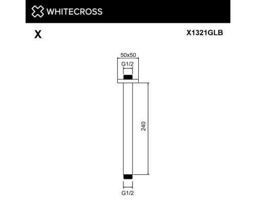 Кронштейн душевой потолочный WHITECROSS X1321GLB (брашированное золото)