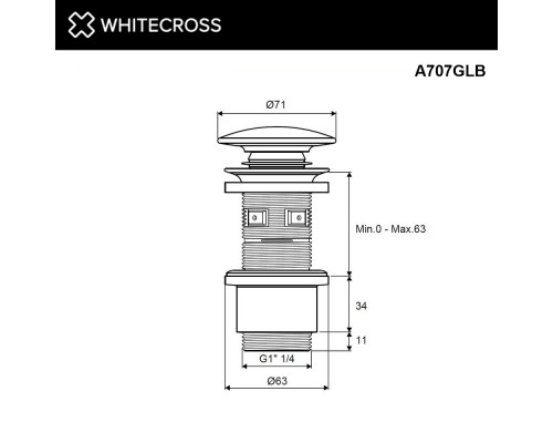 Донный клапан WHITECROSS A707GLB (брашированное золото)