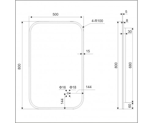 Зеркало прямоугольное EXCELLENT Lumiro 80x50 (белый мат) Elit-san.ru