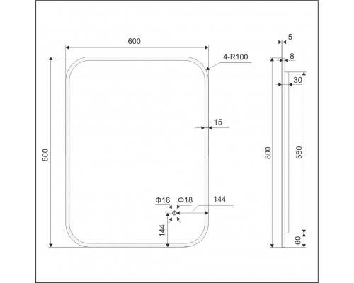 Зеркало прямоугольное EXCELLENT Lumiro 80x60 (белый мат) Elit-san.ru