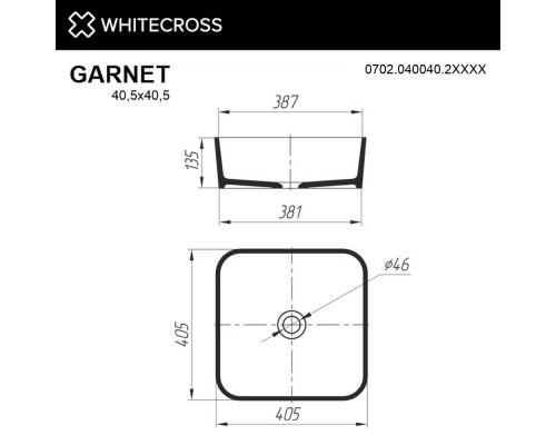 Умывальник WHITECROSS Garnet 40,5x40,5 (RAL мат) иск. камень