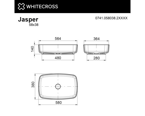 Умывальник WHITECROSS Jasper 58x38 (RAL мат) иск. камень