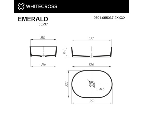 Умывальник WHITECROSS Emerald 55x37 (RAL мат) иск. камень