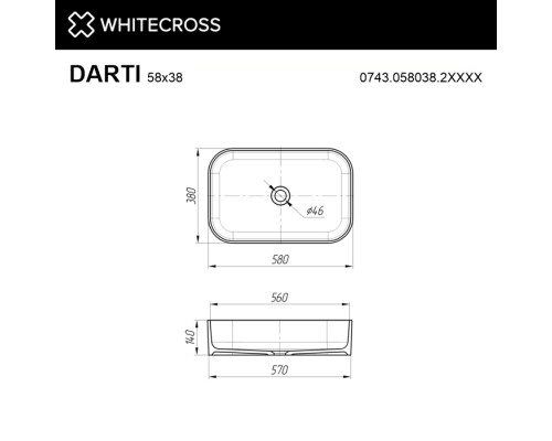 Умывальник WHITECROSS Darti 58x38 (RAL мат) иск. камень