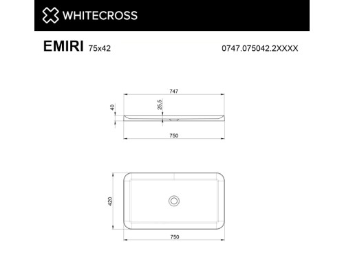 Умывальник WHITECROSS Emiri 75x42 (RAL мат) иск. камень
