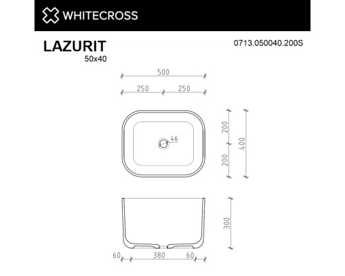 Умывальник WHITECROSS Lazurit 50x40 (белый мат) иск. камень