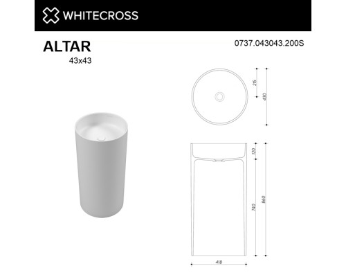 Умывальник WHITECROSS Altar D=43 (белый мат) иск. камень Умывальник WHITECROSS Altar D=43 (белый мат) иск. камень