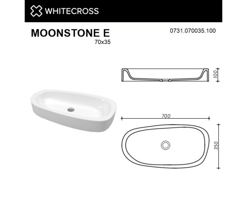 Умывальник WHITECROSS Moonstone E 70x35 (белый глянец) иск. камень Elit-san.ru