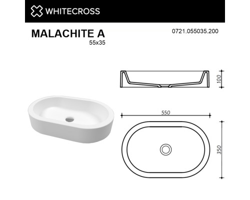 Умывальник WHITECROSS Malachite A 55x35 (белый мат) иск. камень Elit-san.ru