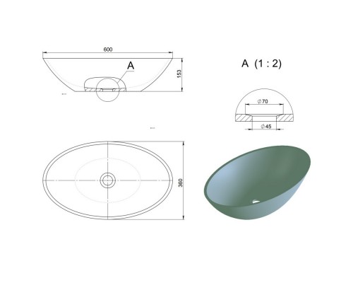 Умывальник HOLBI Dione 60х36 SCW (белый мат) Elit-san.ru