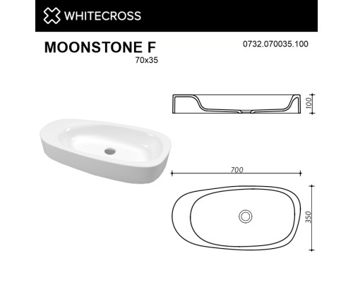 Умывальник WHITECROSS Moonstone F 70x35 (белый глянец) иск. камень Elit-san.ru