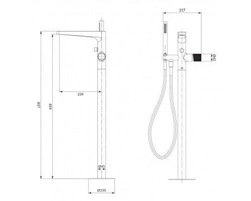 Смеситель для ванны отдельностоящий OMNIRES CONTOUR CT8033AT (антрацит) Elit-san.ru