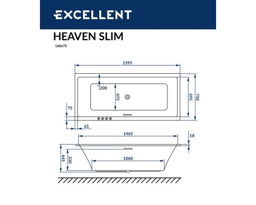 купить Ванна EXCELLENT Heaven Slim 160x75 в магазине сантехники Elit-san.ru Ванна EXCELLENT Heaven Slim 160x75 Elit-san.ru