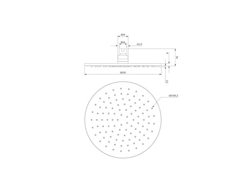 Верхний душ OMNIRES D=25 см WG125CAT (антрацит) Elit-san.ru