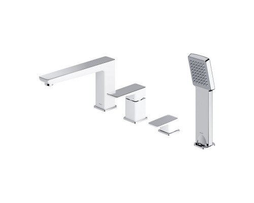 Смеситель Omnires Parma PM7432CRB для ванны на 4 отверстия, хром/белый Смеситель Omnires Parma PM7432CRB для ванны на 4 отверстия, хром/белый