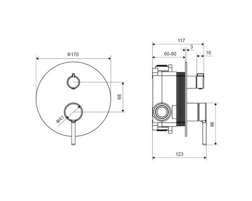 Смеситель для душа скрытого монтажа EXCELLENT Pi AREX.1245BL (черный мат) Elit-san.ru