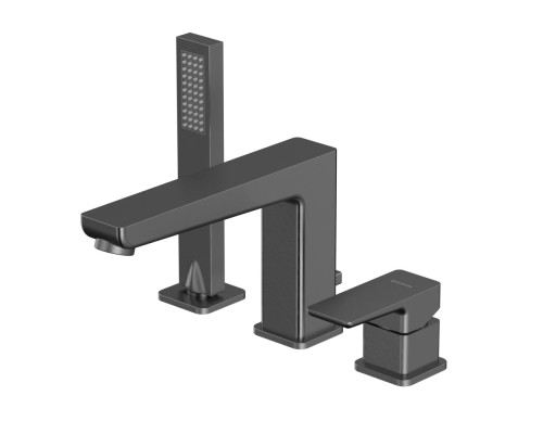 Смеситель для ванны на 4 отверстия WHITECROSS X X1432GM (оружейная сталь)