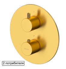 Смеситель термостат скрытого монтажа на 2 потребителя WHITECROSS Y Y1236GLB (брашированное золото)