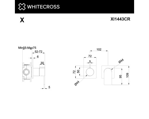Смеситель скрытого монтажа на 3 потребителя WHITECROSS XI1443CR (хром)
