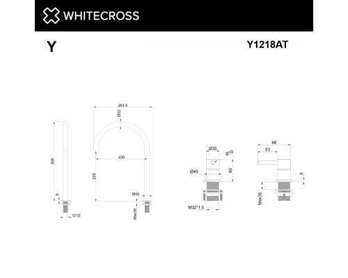 Смеситель для умывальника с выносным управлением WHITECROSS Y Y1218AT (антрацит)